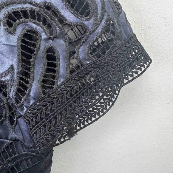 Antonio Melani Liva Black & Blue Lace Embroidered Fit & Flare Dress - Size 12 - Picture 13 of 16